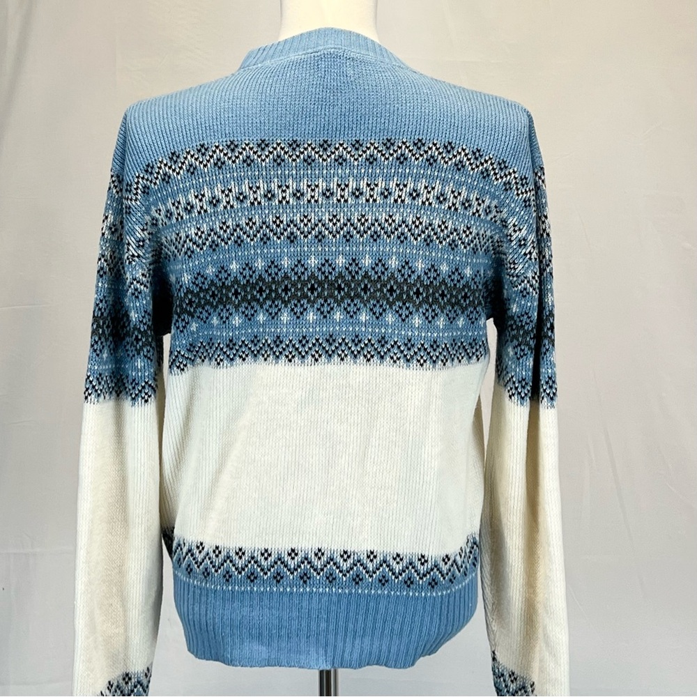 VINTAGE 60s classic fair isle knit sweater mens ski lodge cabin Scandinavian 70s - Picture 3 of 9